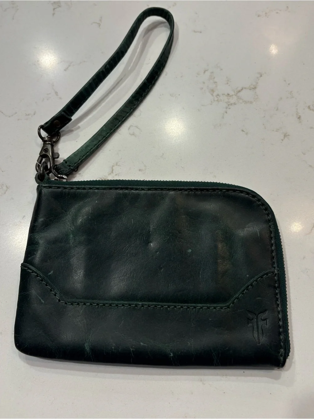 Frye Forest Green Leather Wristlet Clutch